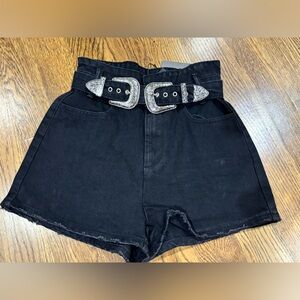 Le Lis Black Denim “western” shorts🤠